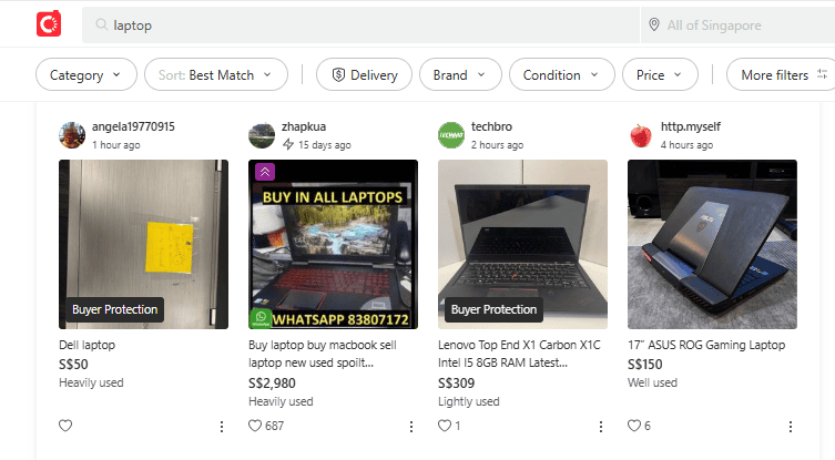 carousell: second hand laptops