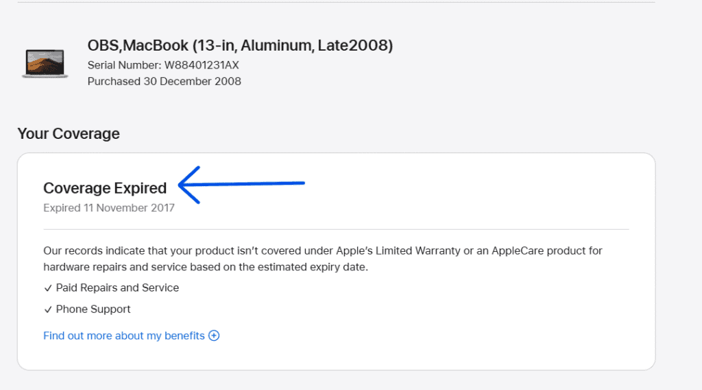 apple coverage expired